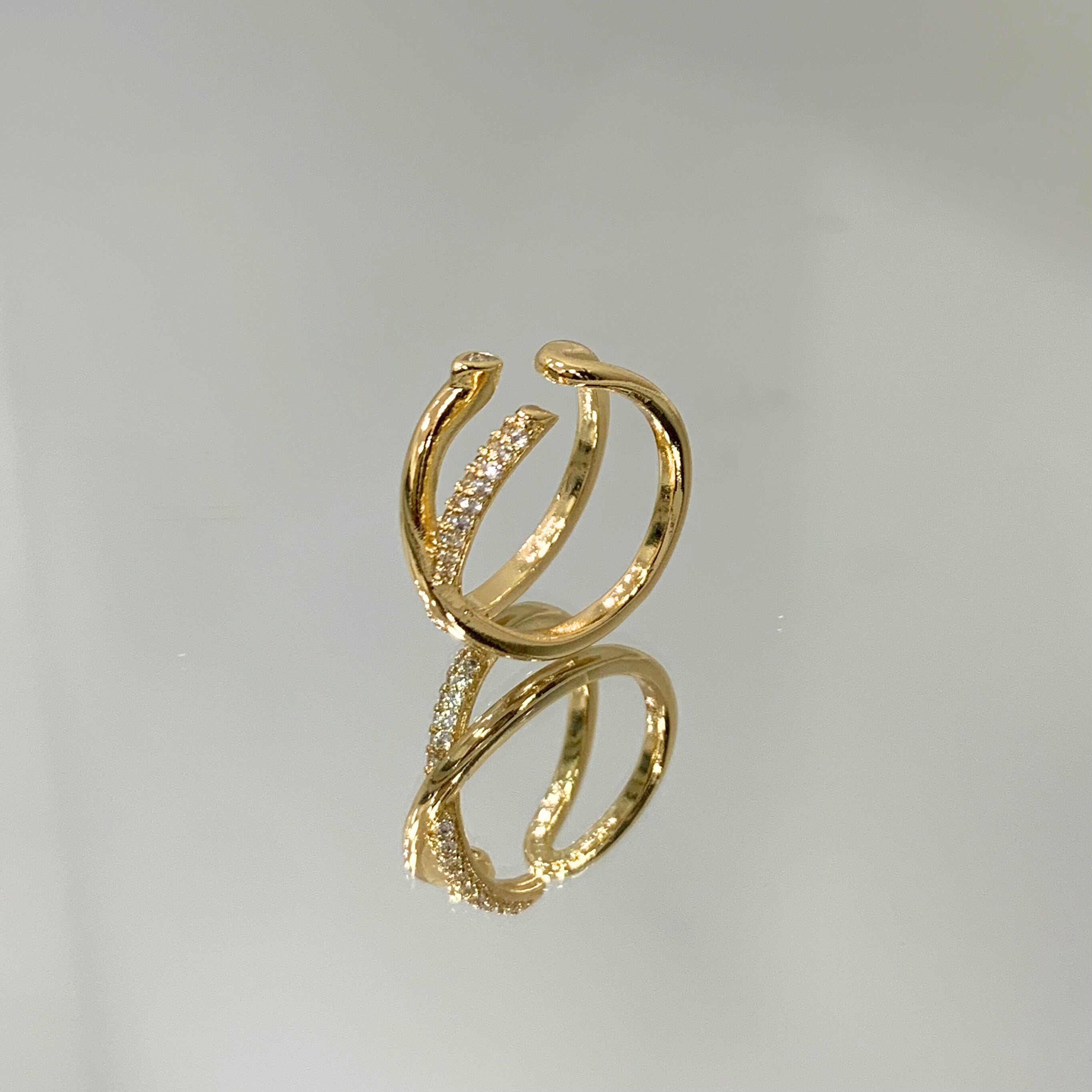 Anel em X Regulável folheado a ouro 18K
