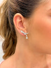 Brinco Earcuff com gota cravejado folheado a ródio