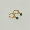 Brinco Argola Click Cristal Verde Esmeralda folheado a ouro 18K