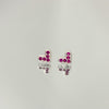 Brinco Mini Coração Rosa folheado a prata