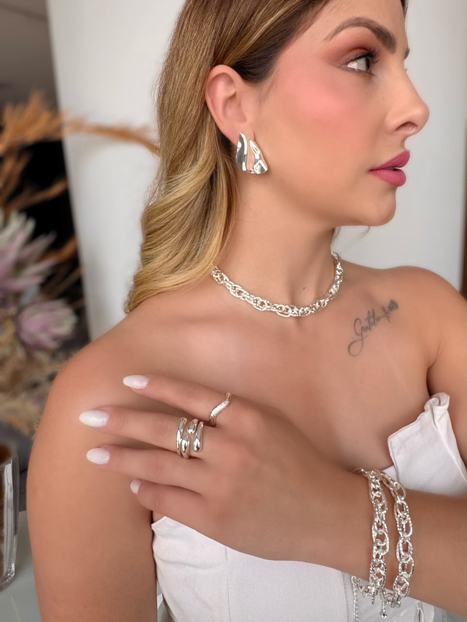 Pulseira Multielos folheada a prata