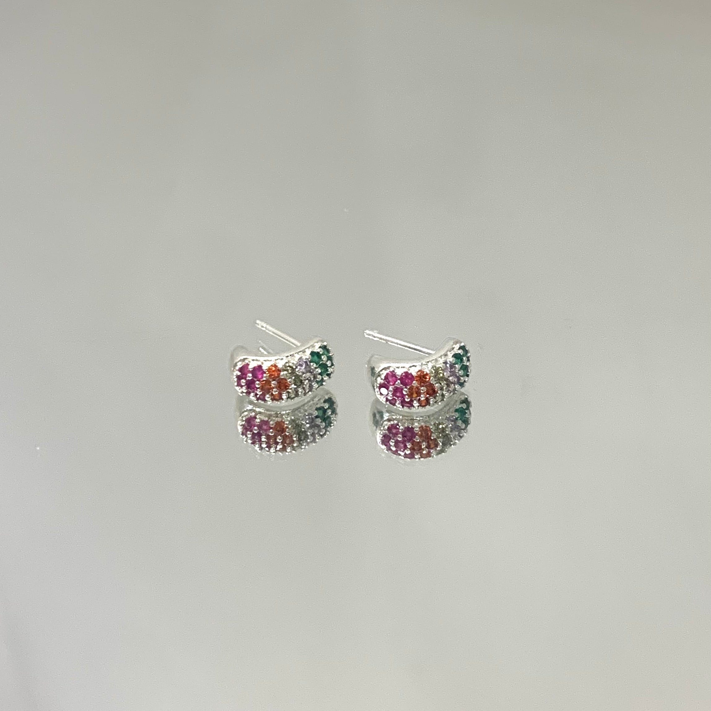 Brinco Meia argolinha color folheado a prata
