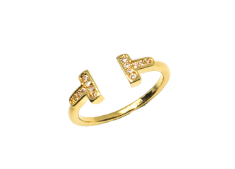 Anel Falange H folheado em ouro 18k com zircônia