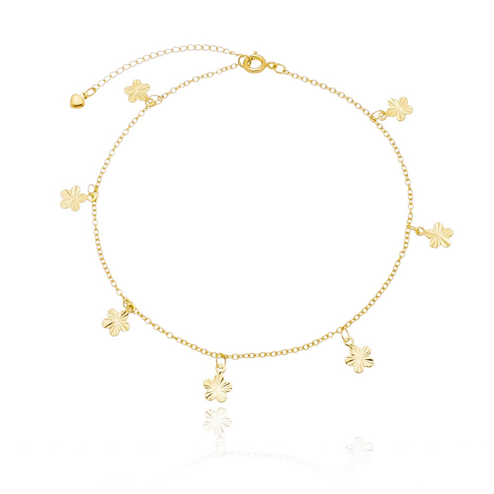 Tornozeleira de florzinhas folheado a ouro 18k
