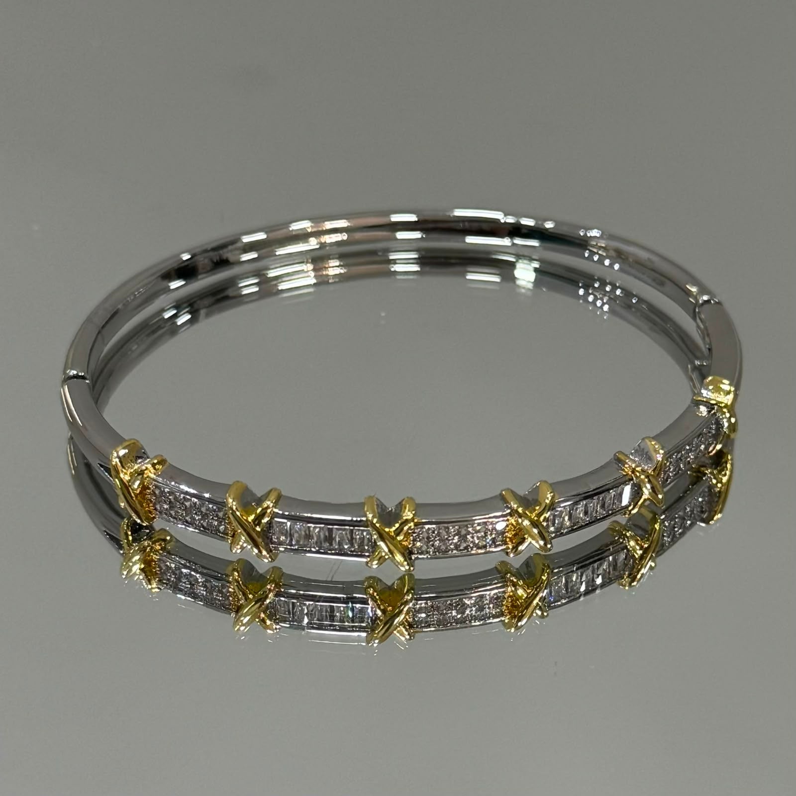 Bracelete Inspiração X folheado a ródio