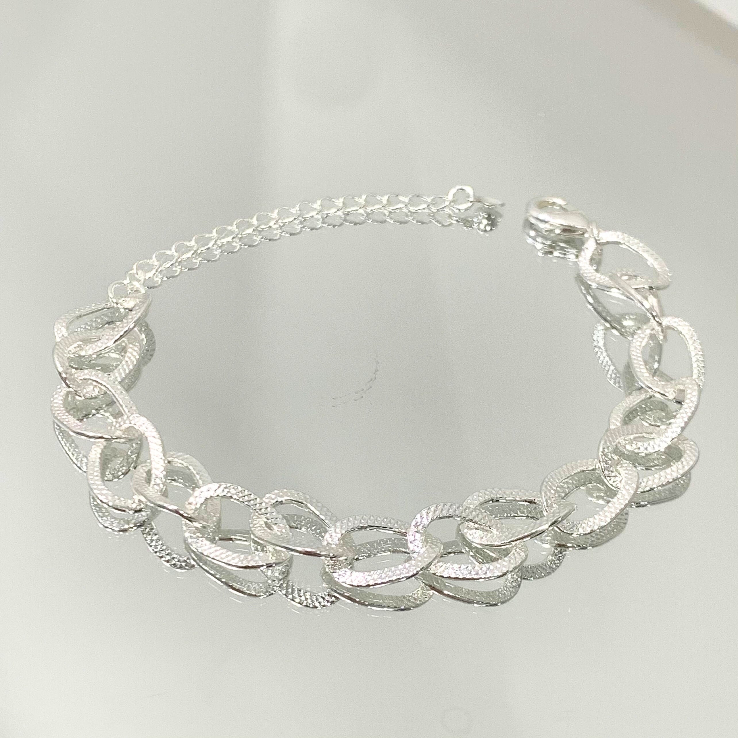Pulseira Elo Groumet Texturizado folheado a prata
