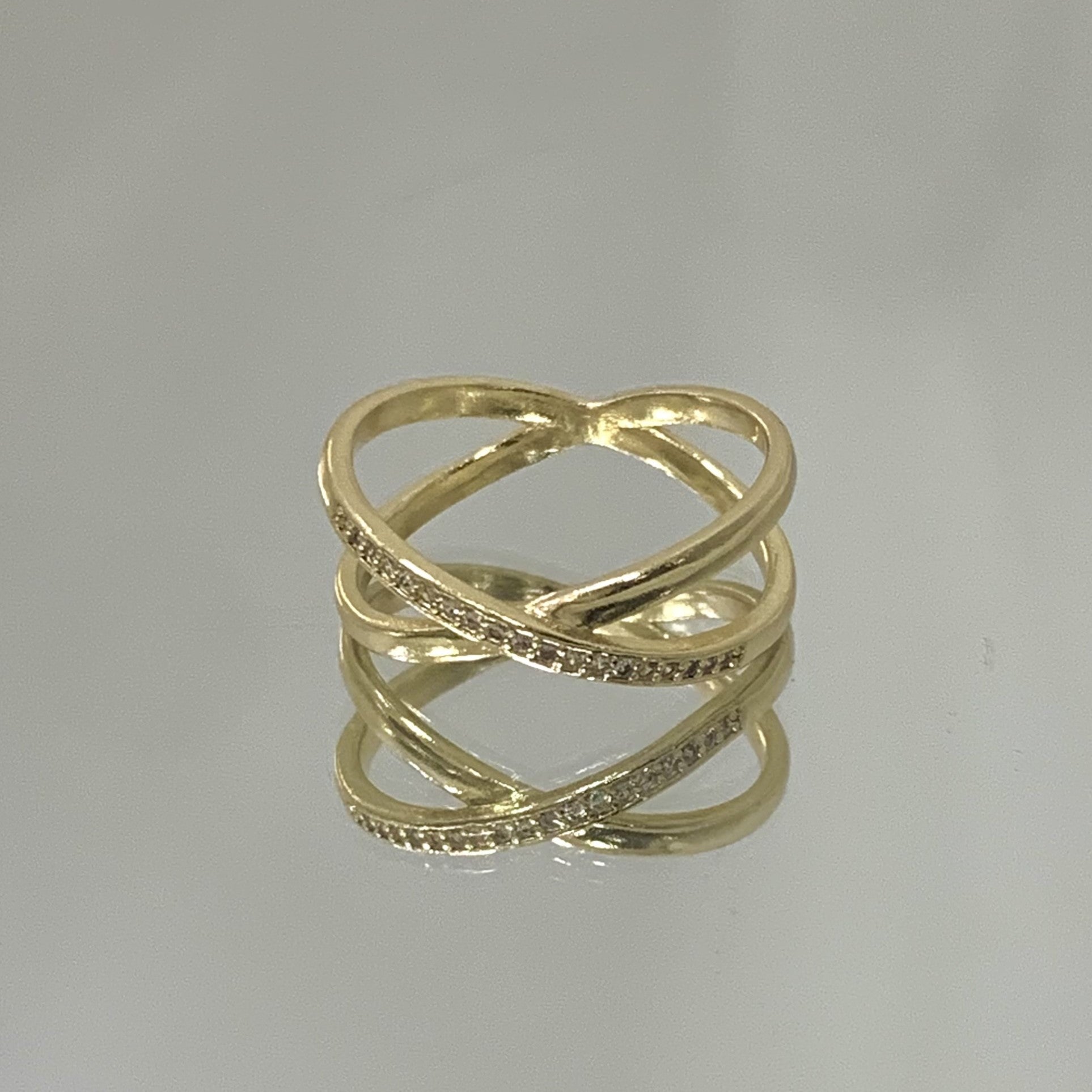 Anel em X médio folheado a ouro 18K