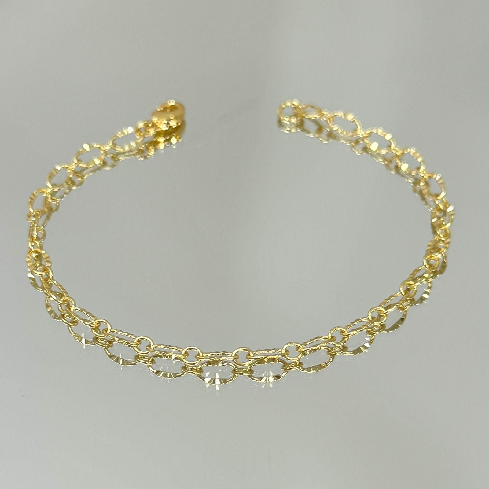 Pulseira Elos Ovais Facetados folheada a ouro 18K