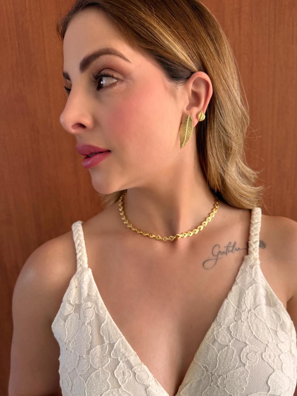 Coker Elos folhas folheada a ouro 18K