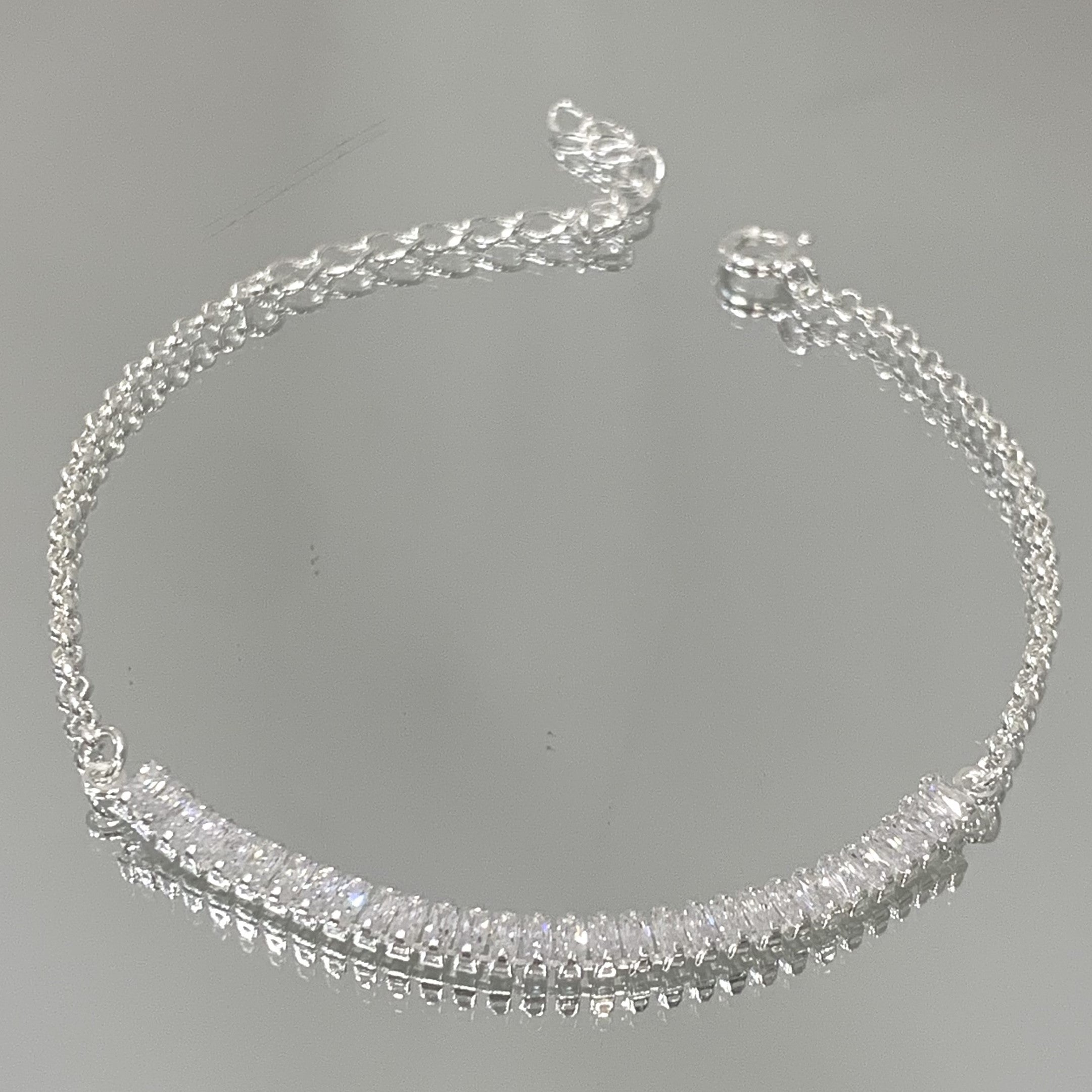 Pulseira Riviera Retangular P folheada a prata