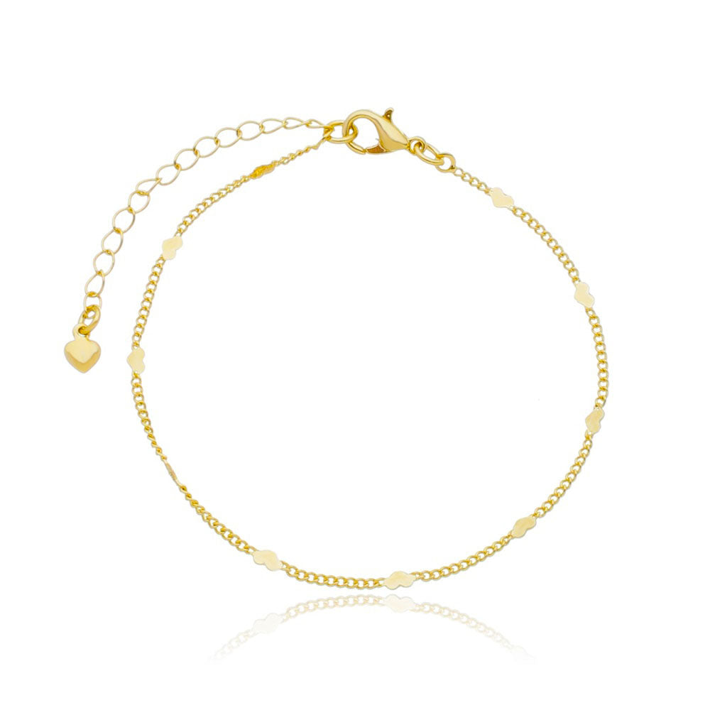 Pulseira de coraçãozinho chapado folheado a ouro 18k
