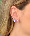 Brinco Gota rosa G folheado a prata