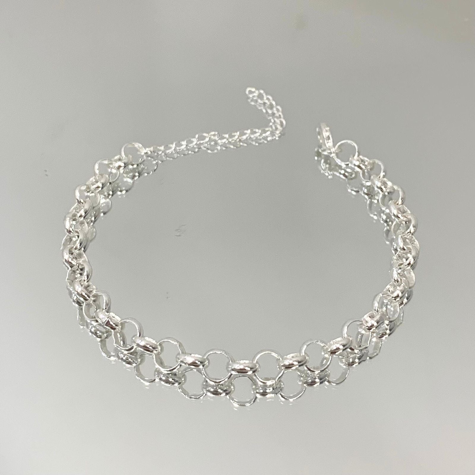 Pulseira Elo Português Médio folheado a prata