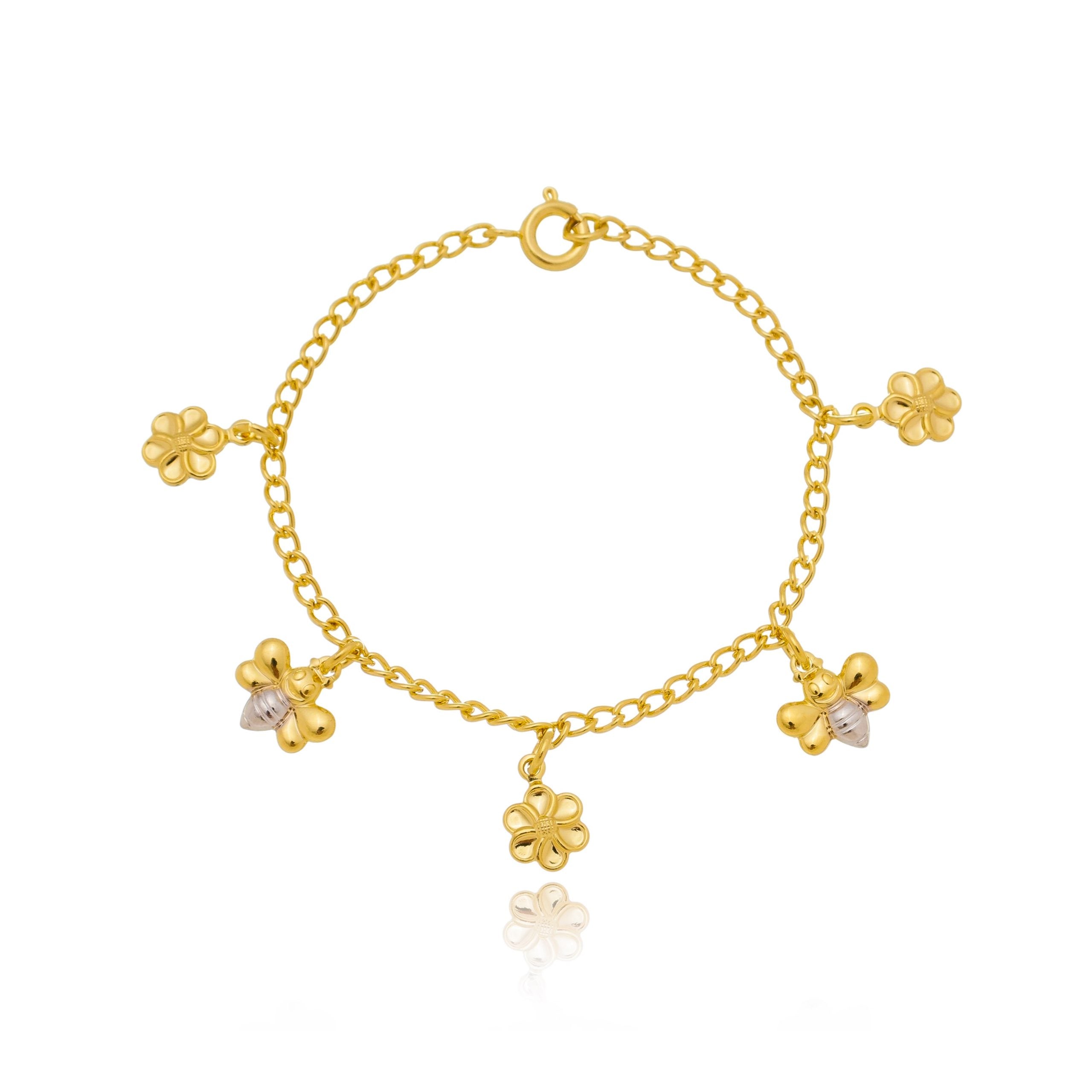 Pulseira infantil abelinhas folheada a ouro 18K