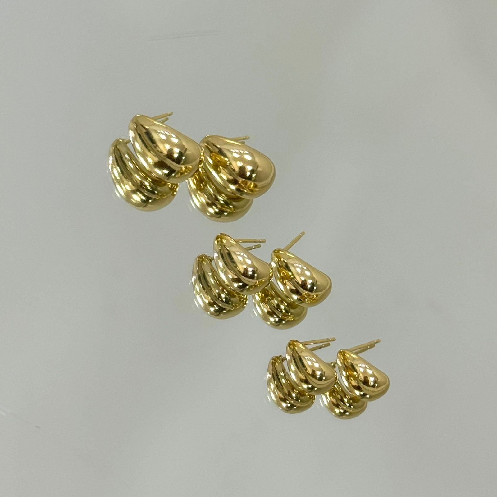 Brinco Trio Gota TRX folheado a ouro 18K