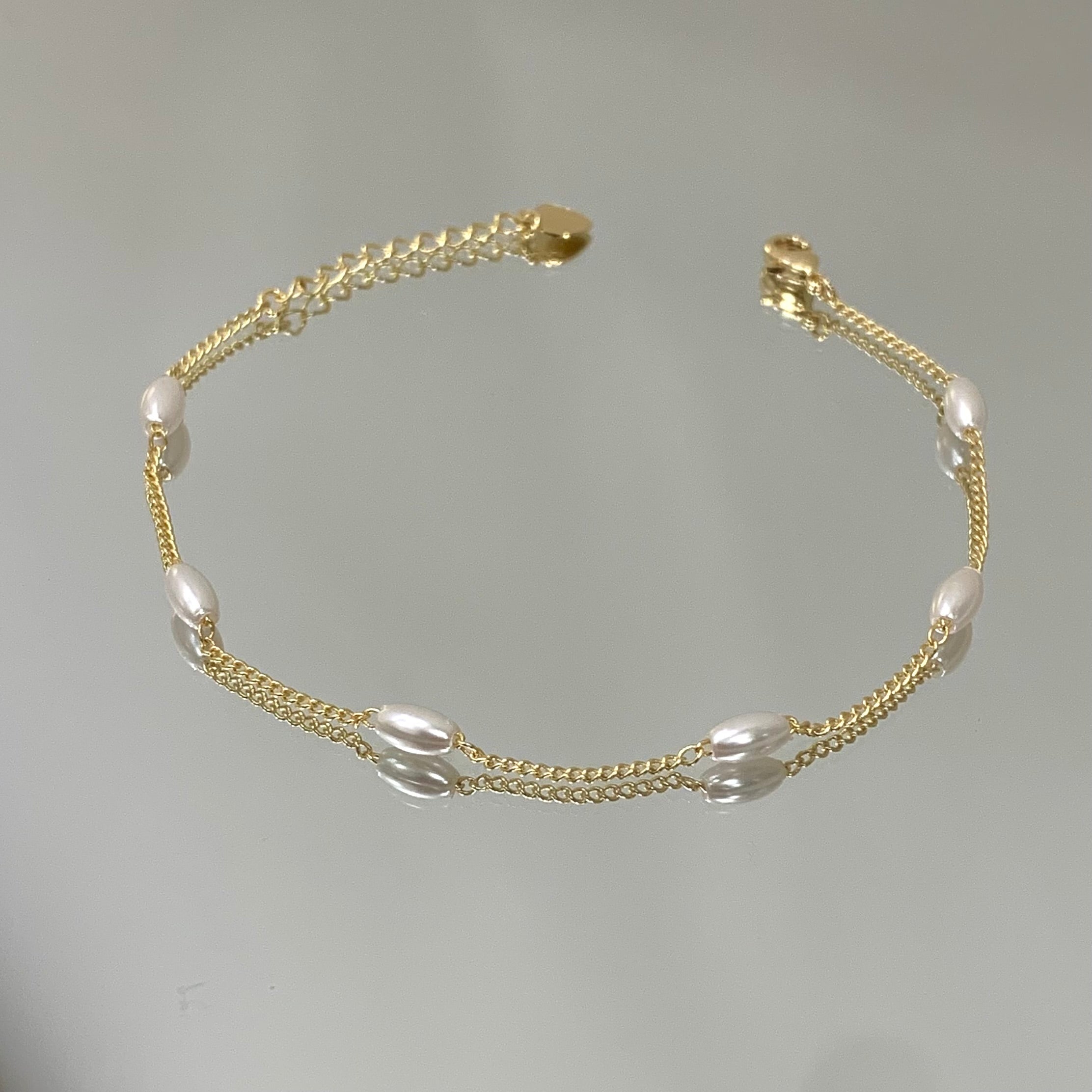 Pulseira Pérolas Ovais folheada a ouro 18K