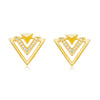 Brinco triangulo duplo cravejado folheado em ouro 18k