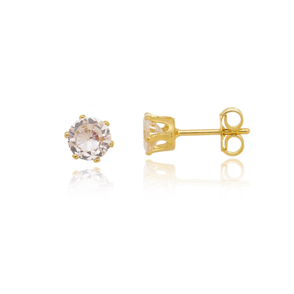 Brinco ponto de luz 5mm folheado a ouro 18k