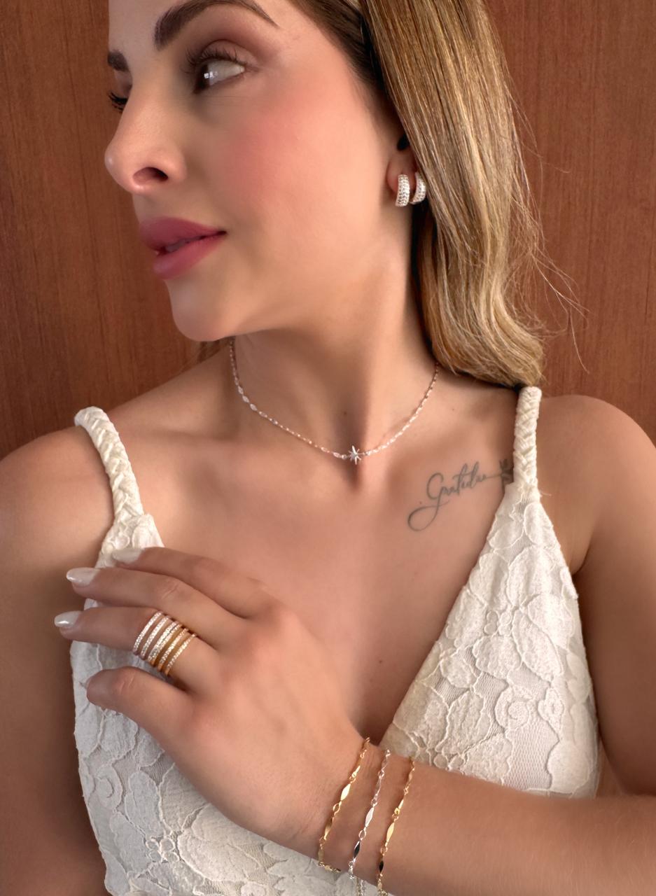 Pulseira elos losango liso folheada a ouro 18K