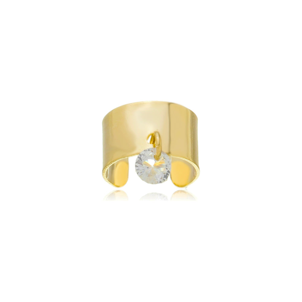 Piercing fake liso com uma zircônia folheado a ouro 18K