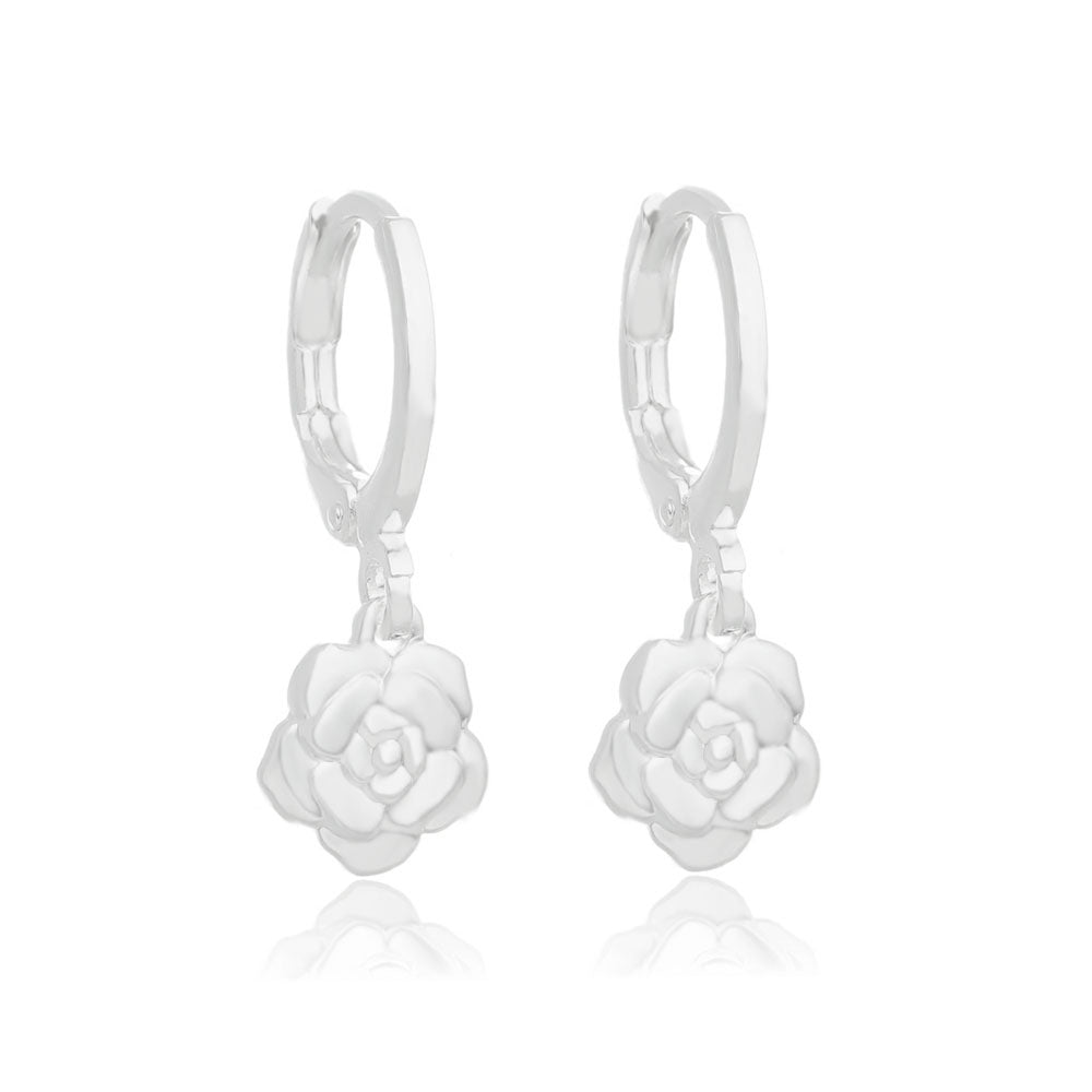 Brinco argola Rose folheado a prata