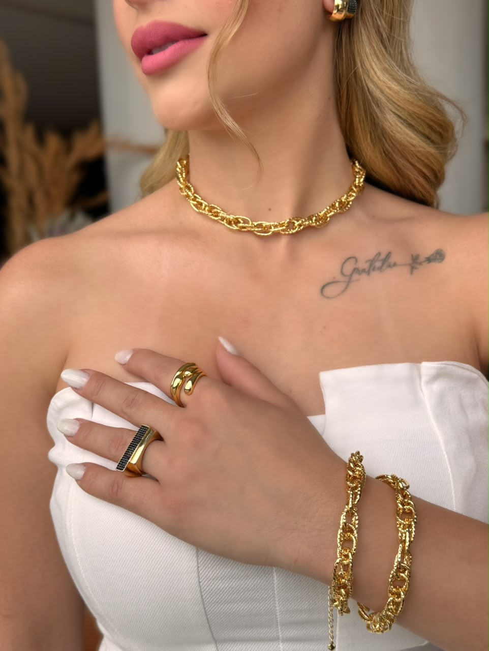 Pulseira Multielos folheada a ouro 18K