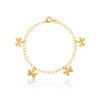 Pulseira infantil pingentes de borboleta folheada a ouro 18K