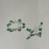 Brinco Earcuff verde folheado a ródio