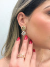 Brinco quadrado mix banhos folheado a ouro 18K