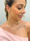 Conjunto Meia Riviera em gravata folheado a ouro 18K