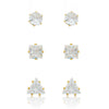Brinco trio geometrico com zircônia folheado a ouro 18k