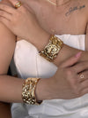 Bracelete Martelado Largo folheado a ouro 18K