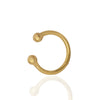Piercing fake liso com bolinha nas pontas folheado a ouro 18k
