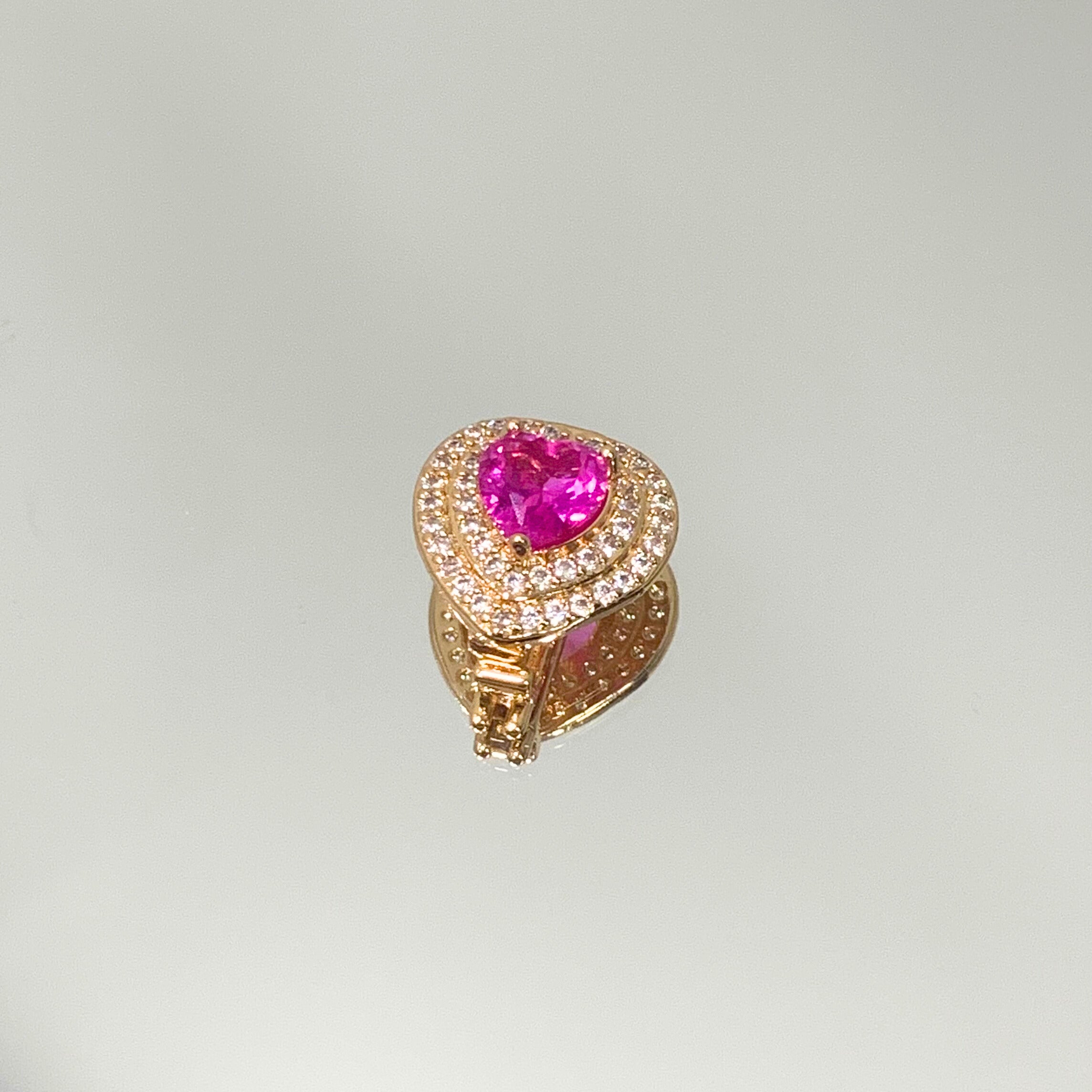 Pingente Charm Coração Rosa folheado a ouro 18K
