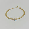 Pulseira dupla com ponto de zircônia folheado a ouro 18K