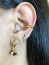 Brinco argolinha articulada cristais em 4 cores folheado a ouro 18k