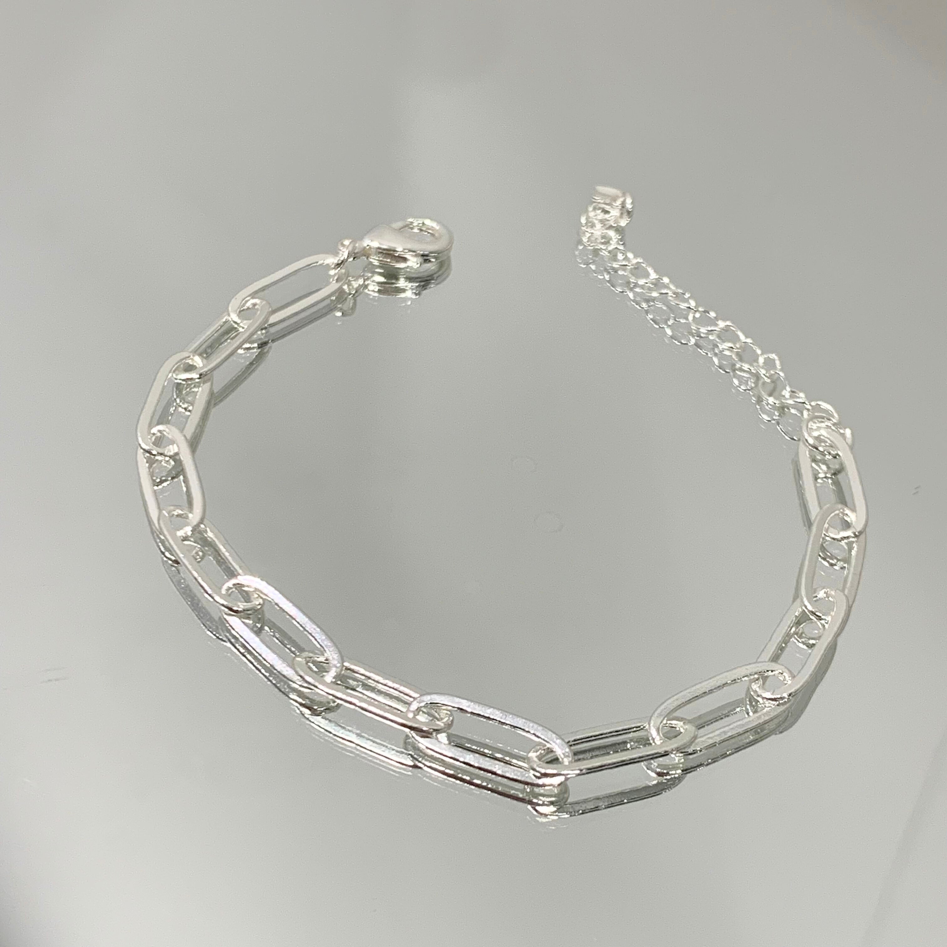 Pulseira elos ovais folheada a prata