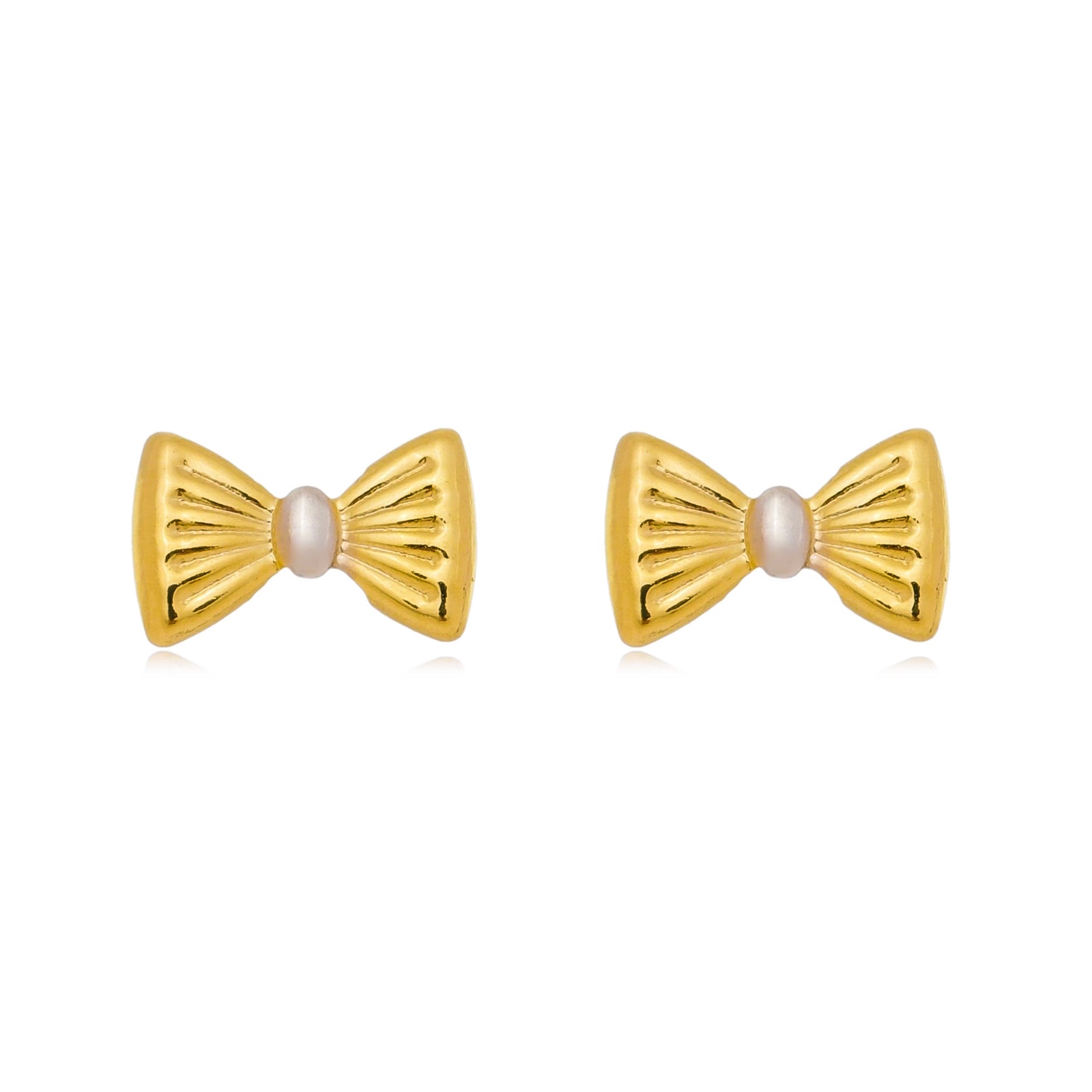 Brinco lacinho com ponto de ródio folheado a ouro 18K