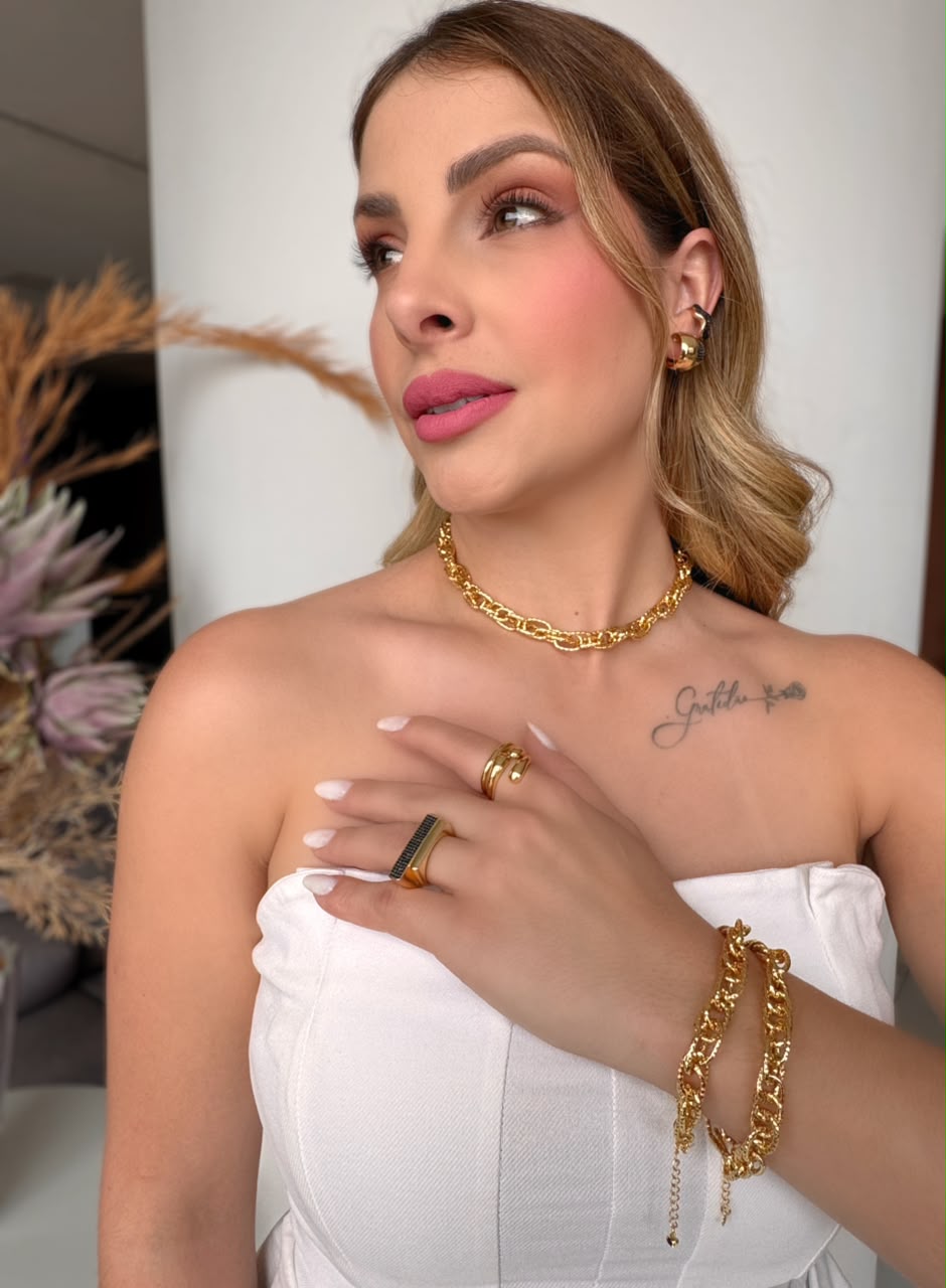 Choker Multielos folheada a ouro 18K