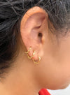 Brinco Trio argolinhas torcidas folheado a ouro 18K