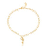Pulseira elos coração com ponto de zirconia e chavinha folheado a ouro 18k