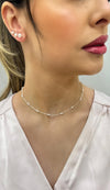 Choker Pérolas ovais folheada a prata