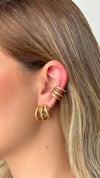 Piercing de encaixe 3 fileiras cravejadas folheado a ouro 18K