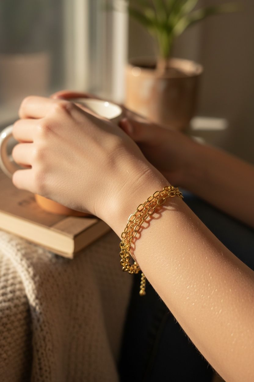 Pulseira de Elos Tripla folheada a ouro 18K