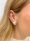 Brinco Aros com Pérola folheado a ouro 18K