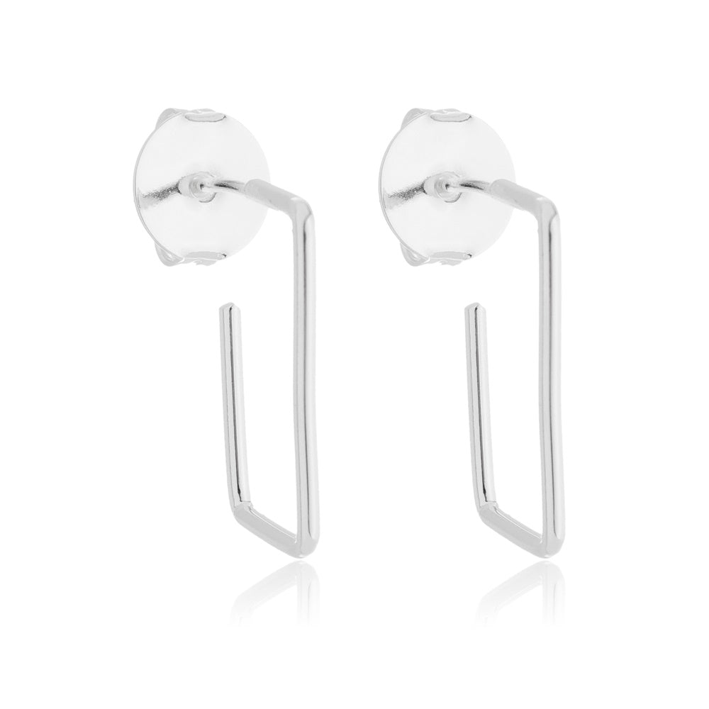 Brinco argola em fio retangular folheado a prata