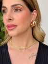Brinco Argola abaulada C folheada a ouro 18K