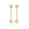 Brinco palito com 2 zirconia folheado a ouro 18k