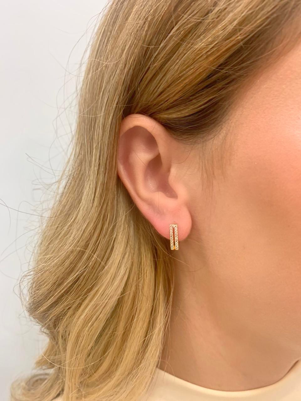 Brinco Argola 2 linhas folheado a ouro 18K