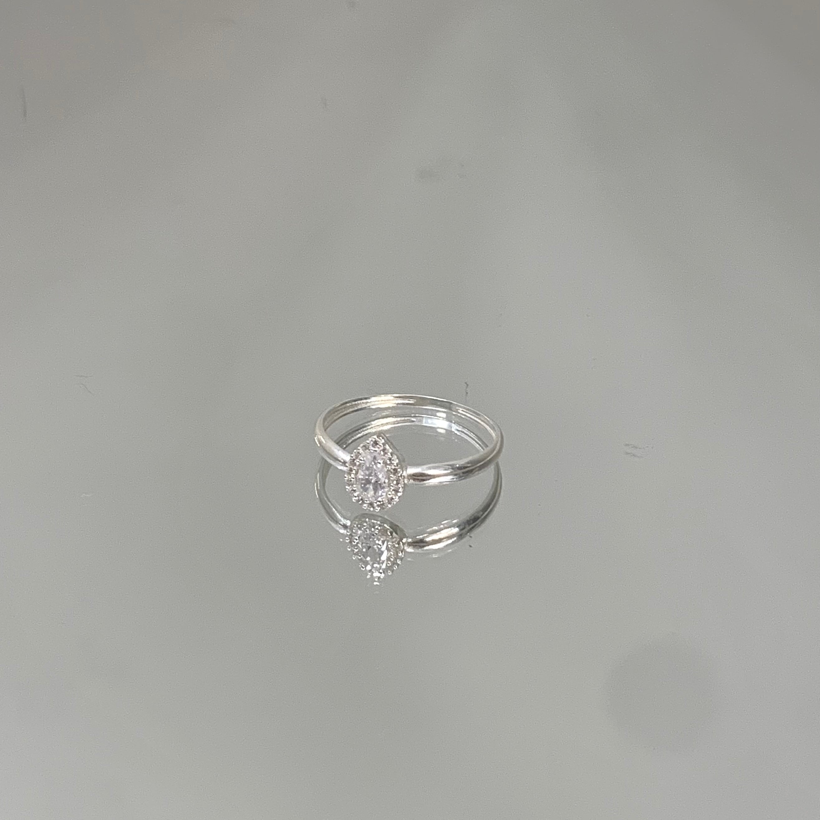 Anel Gota Cristal em prata 925